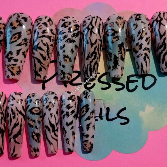 Long Ballerina Animal Print Press on Nails - Picture 2 of 3